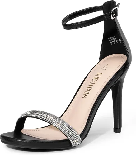 Vista 24 de DREAM PAIRS Sandalias de tacón alto para mujer Negro/Gamuza