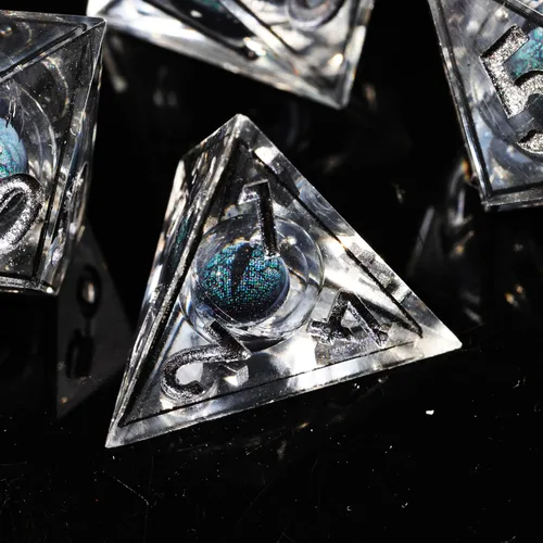 Vista 2 de Mini Planet Poliédrico MTG Sharp Edge Liquid Core Dungeons and Dragons RPG Resina Hecho a Mano 7Pcs DND Juego de dados