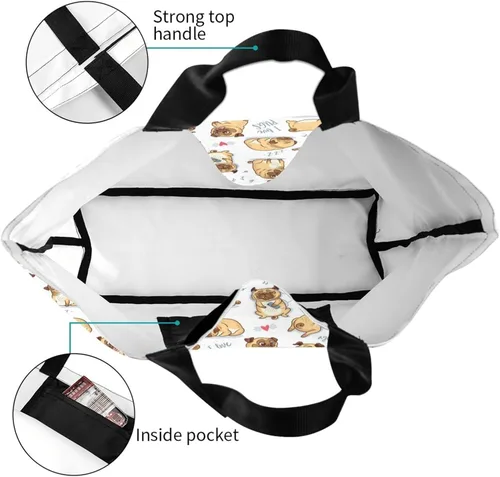Vista 4 de Qwalnely Bolsa de lona para mujer, bolsa de lona de playa, bolsa de viaje reutilizable, bolsa de compras para mujeres y niñas