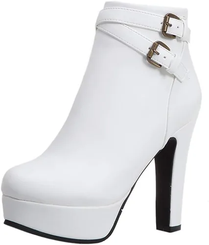 Vista 8 de Scaoruki Zapatos de otoño de moda para mujer, botines de tacón de bloque