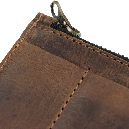 Vista 3 de Hide & Drink, Billetera de bolsillo EDC, organizador de efectivo curvado, soporte para tarjetas frontal delgado, clip para dinero, cuero de grano