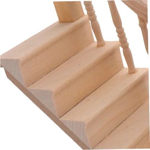 Vista 5 de Escala 1:12 Pasamanos miniatura de escalera para casa de muñecas Accesorio de decoración interior de madera