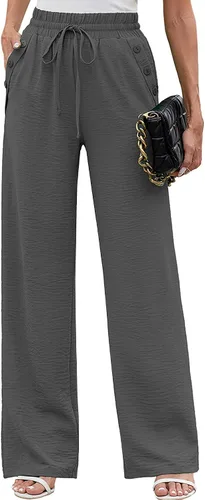 Vista 19 de Heymoments Wide Leg Pant for Women High Waist Trouser A01-negro
