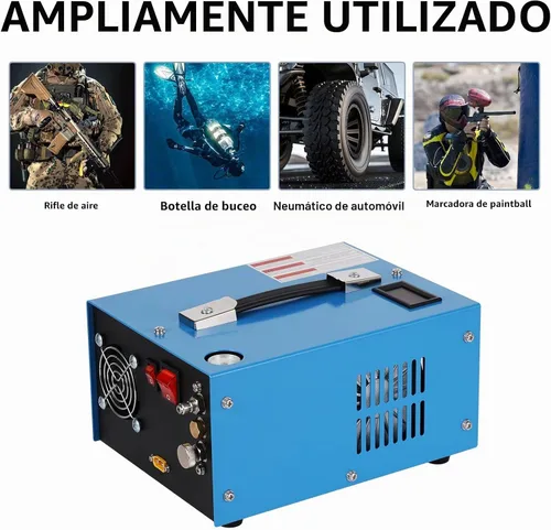 Vista 5 de Compresor de aire PCP, compresor de tanque de buceo de 4500 Psi/30 MPa, fuente de alimentación de 12 V CC/120 V CA, convertidor de potencia