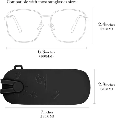 Vista 2 de Linkidea Oversized Sunglasses Pouch, Large Frame Glasses Bag for Ray-Ban Aviator Max, Caravan & More Negro
