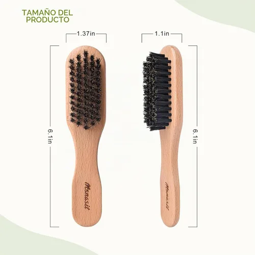 Vista 5 de Cepillo de pelo de tamaño de viaje, cepillo de pelo pequeño con control de bordes de madera para evitar el encrespamiento y suavizar los vuelos
