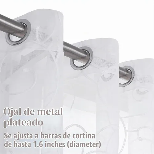 Vista 3 de BGment - Cortinas traslúcidas blancas de 84 pulgadas de largo para sala de estar, 2 paneles, con patrón de enredadera bordada, textura de lino