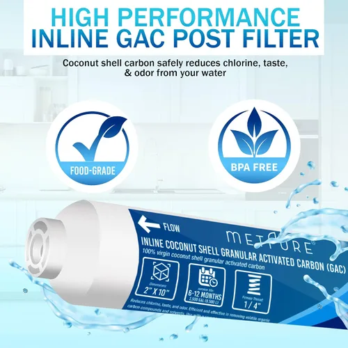 Vista 5 de Metpure Filtro de agua en línea para máquina de hielo, refrigerador, sistema de filtración de agua, cafetera de 2 "x 10" x 1/4" OD FIP rosca hembra