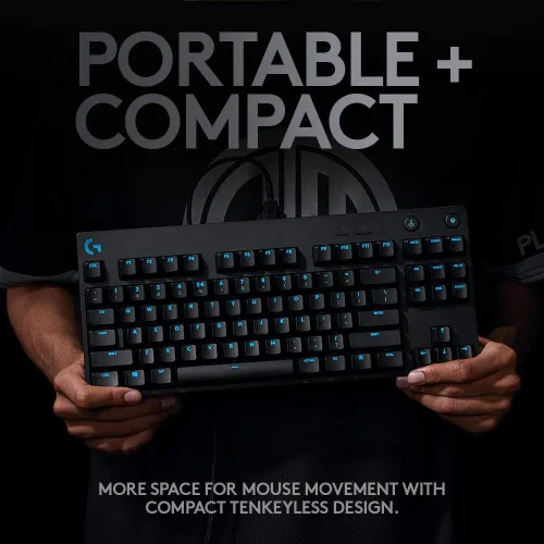 Vista 4 de Logitech G Pro - Teclado para gamers diseño ultra portátil sin teclas numéricas cable micro USB desmontable 168 millones de colores LIGHTSYNC