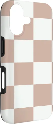 Vista 3 de Brown and White Classic Checkered Big Checkerboard Case for iPhone 17