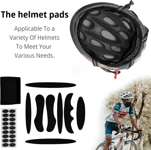 Vista 3 de JHFGJGH Juego de 2 almohadillas para casco de ciclo, kit de acolchado para casco, almohadillas de espuma universales para motocicleta, bicicleta