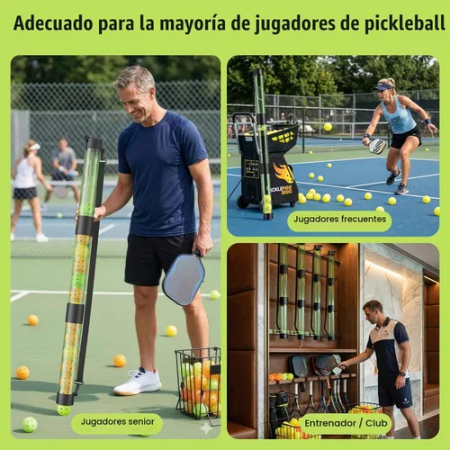 Vista 7 de Recuperador de bolas de pickleball de 17 bolas y soporte de bolas con correa, protector de espalda para accesorios de pickleball, rápido