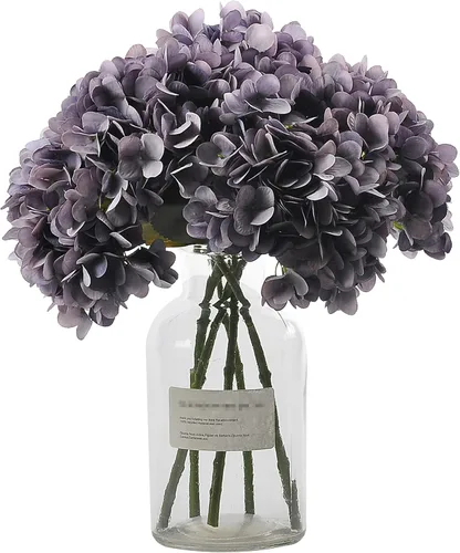 Vista 12 de Flores artificiales de hortensia, 6 ramos de hortensia de 14 pulgadas para bodas, bricolaje, decoración del hogar, centros de mesa (azul verde)
