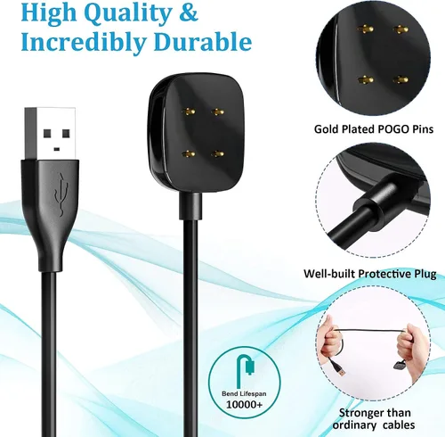 Vista 2 de Maledan Paquete de 2 cargadores y correas de cuero de grano negro compatibles con Fitbit Versa 3 y Fitbit Sense Smartwatch