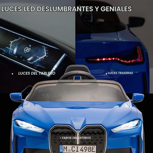 Vista 3 de Coche eléctrico para niños 12V Ride on Toys Car con control remoto Azul