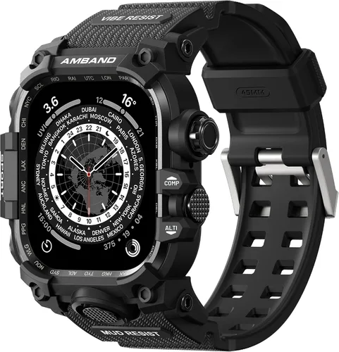 Vista 13 de amBand - Carcasa compatible con Apple Watch SE 3/SE 2/SE/6/5/4 de 1.732 pulgadas, M3 de 1.732 pulgadas, resistente correa táctica, protector