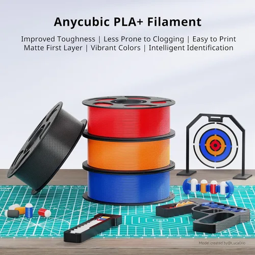 Vista 2 de ANYCUBIC Filamento PLA Plus (PLA+), paquete de filamento para impresora 3D de 0.069 in, alta dureza, precisión dimensional +/- 0.001 in, impresión