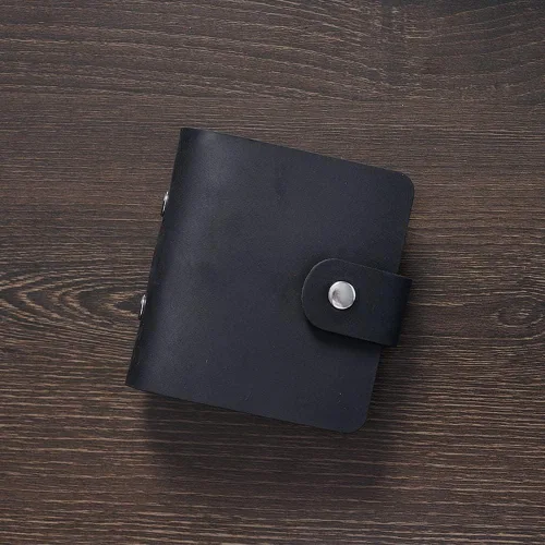 Vista 5 de Diario de cuero genuino A9, planificador de bolsillo de cuero negro hecho a mano, planificador de cuero vintage mini, 120 hojas, carpeta de hojas