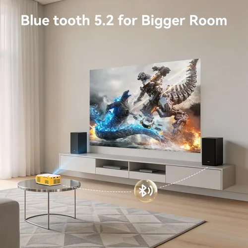 Vista 12 de Mini proyector portátil con Wifi y Bluetooth proyectores de cine al aire libre, mini proyector de cine en casa para interior para dormitorio Amarillo