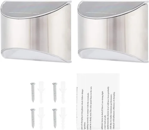 Vista 2 de Keenso Luces solares de seguridad de acero inoxidable, elegante lámpara de pared para exteriores, lámpara de pared LightControl con 4 LED, IP55