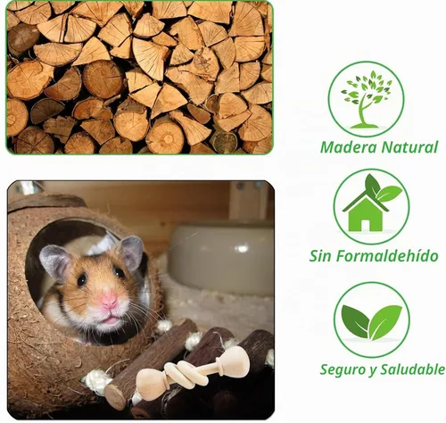 Vista 5 de KABASI Juguetes de madera de conejito de 3 piezas, conejillos de indias Estilo b