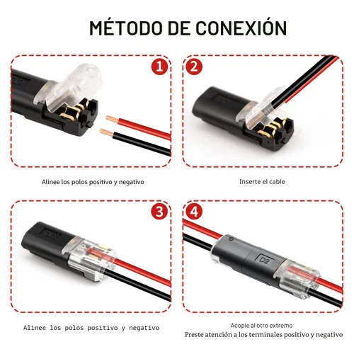 Vista 4 de Paquete de 50 conectores de cable, conectores de cable de empalme rápido de 2 pines de bajo voltaje, conector de empalme de alambre sin soldadura