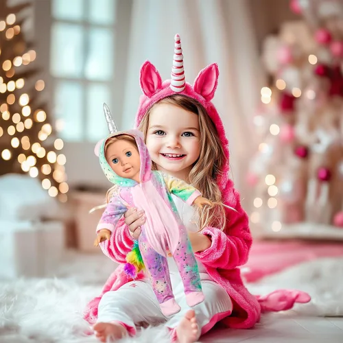 Vista 5 de WONDOLL 2 Conjuntos de Ropa para Muñecas de 18 Pulgadas - Ropa de Unicornio con Clip para el Cabello y Diadema - Compatible con Todas las Muñecas