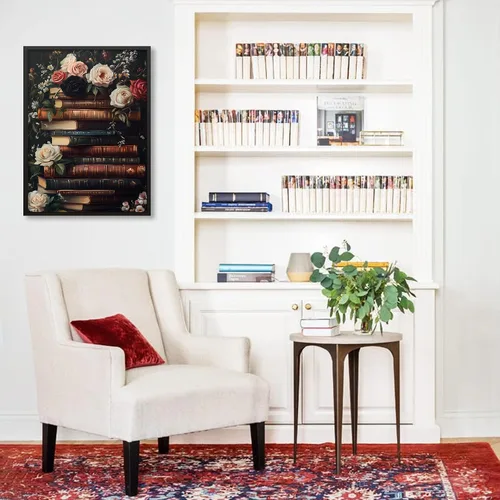 Vista 5 de Pósteres de Lienzo de Libros de Academia Oscura Carteles de Arte de Pared Botánico Floral de Ambiente Sombrío Pintura al Aceite Vintage Antigua