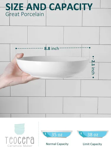 Vista 2 de Teocera Juego de 4 cuencos para pasta de 35 onzas y tazas de café de 12 onzas