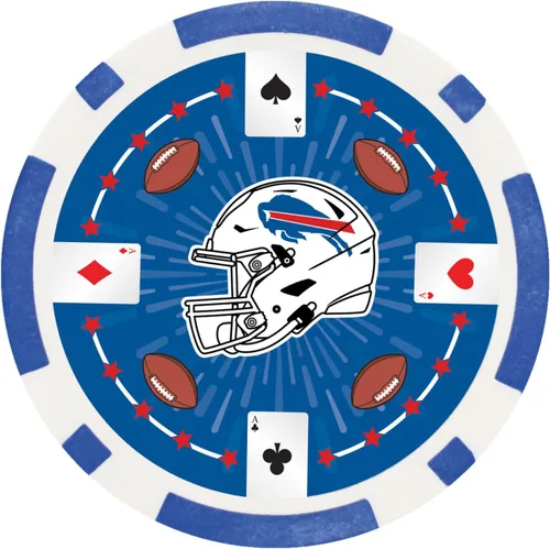 Vista 3 de Masterpieces Casino - NFL Buffalo Bills - Juego de fichas de póquer de alta calidad de 100 piezas con bandeja