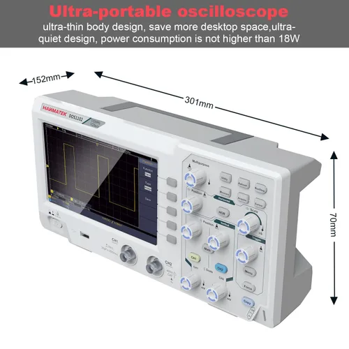 Vista 3 de HANMATEK DOS1102 - Osciloscopio digital con 110 MHz de ancho de banda, 2 canales y pantalla de 7 pulgadas / 18 cm, pantalla TFT-LCD, kit