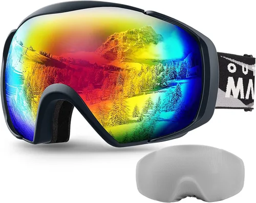 Vista 18 de OutdoorMaster - Gafas de esquí con cubierta, antivaho OTG para nieve/snowboard La cubierta integrada ayuda a proteger la lente, con ajuste OTG