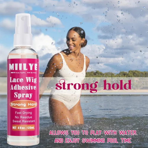 Vista 2 de MIILYE Juego de spray de pegamento para peluca para encaje frontal Pegamento blanco y removedor con banda de fusión Kit de encaje