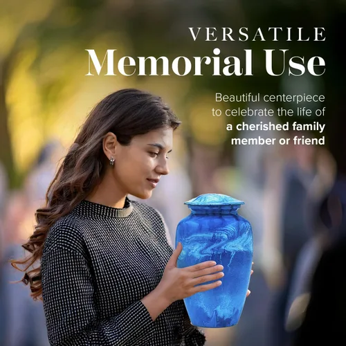 Vista 6 de Eternal Harmony Urna grande para cenizas, urna de cremación masculina y femenina para cenizas humanas con acabados elegantes, sello seguro y bolsa