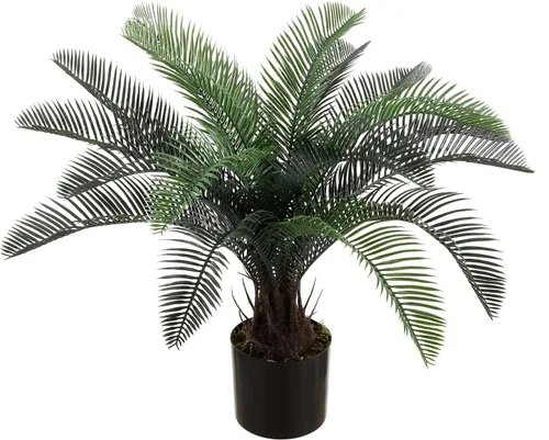 Vista 3 de Nearly Natural - Planta artificial Cycas de 20 pulgadas (18 hojas), palmera de sagú Revoluta falsa para interiores, hogar, jardín, oficina, tienda