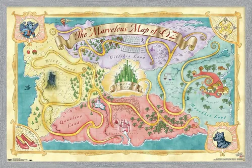 Vista 16 de The Wizard Of Oz - Póster de pared de mapa, 22.4 pulgadas de largo x 14.7 pulgadas de ancho, versión enmarcada de madera de granero