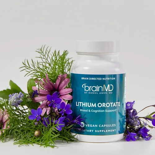 Vista 3 de BRAINMD Dr Amen - Orotato de litio - 60 cápsulas - Soporte cerebral - Sin gluten - 60 porciones