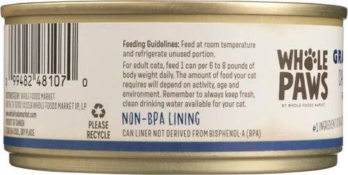 Vista 6 de Whole Paws, Comida húmeda para gatos sin granos, paté de pollo, 5.5 onzas