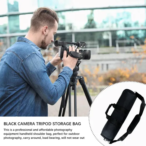 Vista 4 de Funda de trípode con correa para el hombro, funda compacta acolchada, cierre de cremallera de longitud completa para trípode, soporte de micrófono