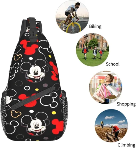 Vista 4 de Bolsos cruzados de ratón lindo de dibujos animados, bolso de hombro unisex de 15.3 pulgadas, riñonera, bolso de mensajero, regalo