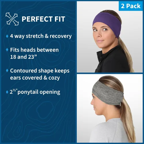 Vista 21 de TrailHeads - Diadema para mujer, diseño de cola de caballo, con banda para la oreja que absorbe la humedad, ideal para correr