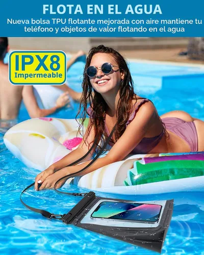 Vista 6 de Bolsa impermeable para teléfono de gran capacidad, bolsa seca flotante para iPhone 17 16 13 12 11 Pro Max Galaxy S22 S21 bolsa impermeable protector