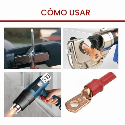 Vista 4 de 1/0 AWG 1/4" Stud (25 piezas), Terminal de Anillo de Batería de Servicio Pesado, Conectores de Calibre 0, Lengüetas de Alambre de Cobre de 1/0