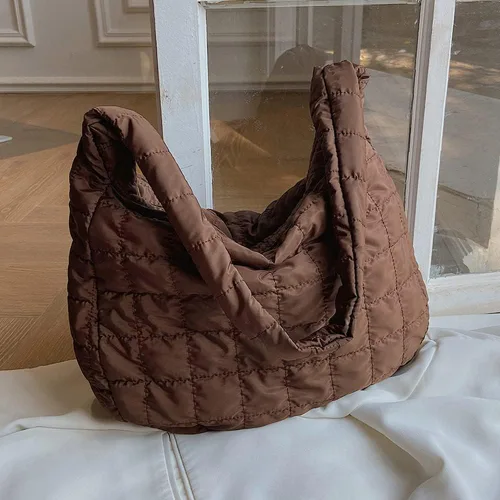 Vista 2 de Bolsas de mano acolchadas para mujer, ligeras, acolchadas, ligeras, de nailon, de algodón, acolchadas, grandes