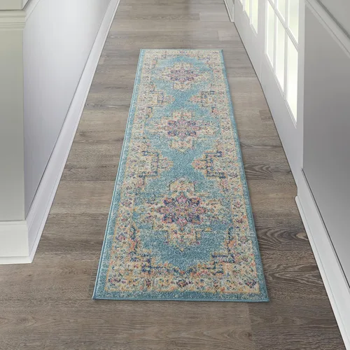Vista 65 de Nourison Passion Alfombra marfil/negro, de 2 pies 2 pulgadas x 10 pies, fácil de limpiar, no desprende pelo, para habitación, sala, comedor, cocina