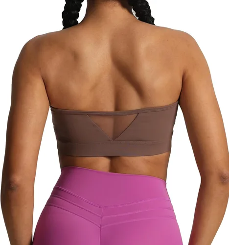 Vista 5 de Aoxjox Sujetador deportivo de malla sin tirantes para mujer, para entrenamiento, fitness, correr, yoga, ombliguera