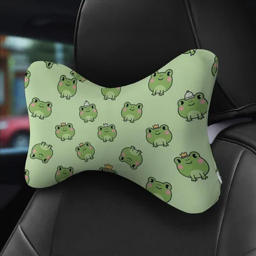 Vista 5 de Almohada de coche para aliviar el dolor de cuello, compatible con linda rana de espuma viscoelástica para el cuello del auto con correa ajustable, 2