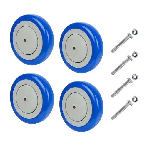 Vista 10 de Kit de Reemplazo de Rueda de Carrito de Compras de 5", Juego de 4 Ruedas Giratorias de Poliuretano, Ruedas con Eje de 3/8" de Diámetro