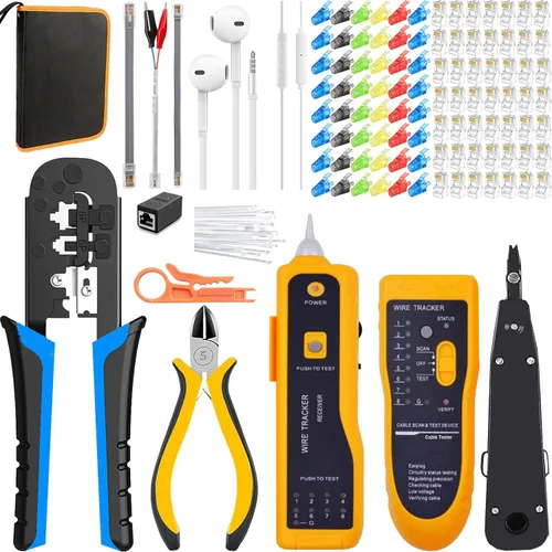 Vista 7 de TAIWAIN Crimp Network Tool for RJ45/RJ11/RJ12 Crimper Cat5/Cat7/Cat6 Crimping Pliers Cutter, Network Wire Stripper Ethernet LAN Tools Rj45 CAT5 Kit