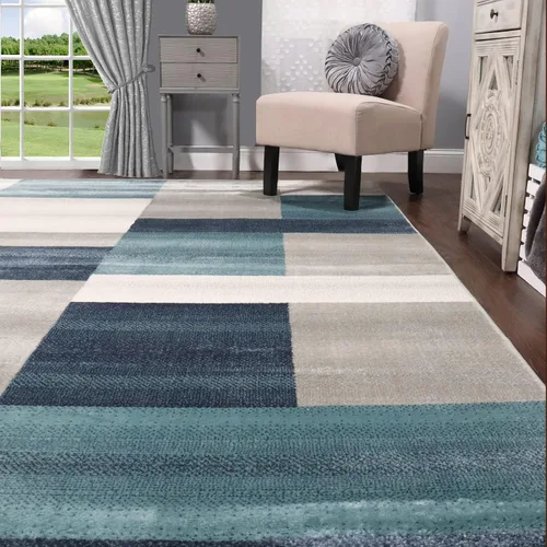 Vista 17 de BLUENILEMILLS Fiji - Colección de alfombras contemporáneas para interiores, alfombra geométrica de retazos moderna con respaldo de yute duradero